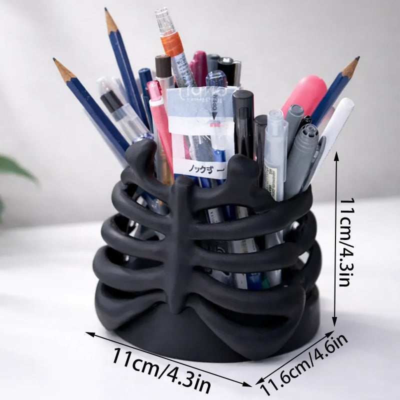 3D Printed Rib Pen Holder - Skeleton Desktop Organizer is both a practical pen holder and a sculpture. V1195-VYY0013