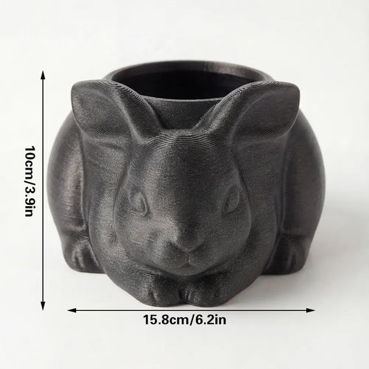 3D printed animal flower pots suitable for home and garden. Gray rabbit single piece. V1195-VYY0030