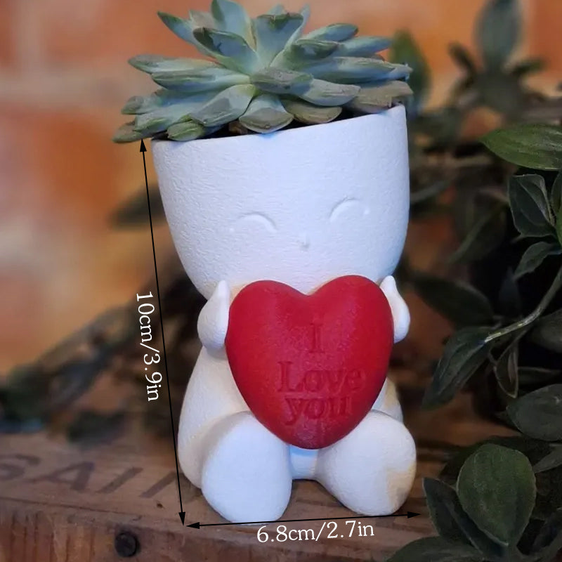 Valentine's Day Mini Flower Pot - Heart-Shaped Succulent (White and Red) V1195-VYY0047