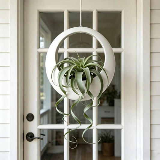 3D-printed circular hanging plant pot, white V1195-VYY0092