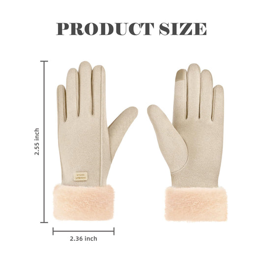 Gloves for Women Girl, Winter Touch Screen, Comfortable and Warm Double-Sided Velvet Lining Thickened Warm V1197-JD-042201