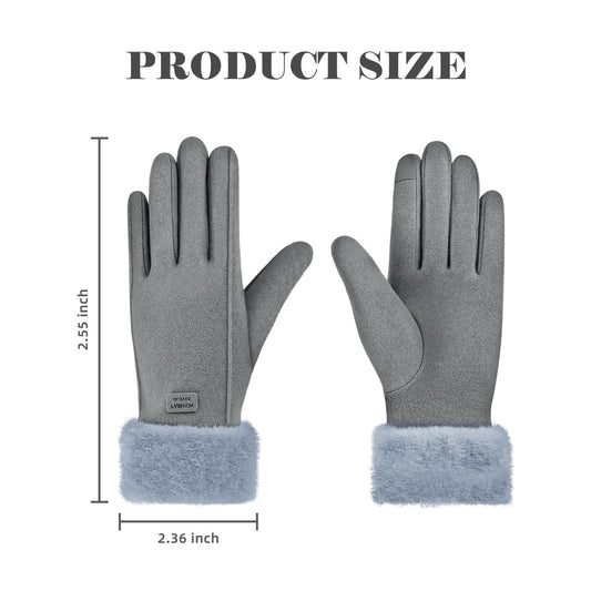 Gloves for Women Girl, Winter Touch Screen, Comfortable and Warm Double-Sided Velvet Lining Thickened Warm V1197-JD-042203