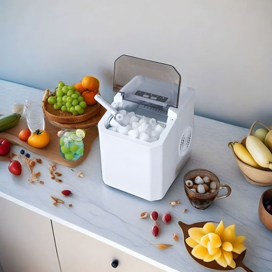 Ice Maker Countertop, Portable Ice Machine with Carry Handle, 26.5lbs Per Day, 9 Cubes in 6 Mins, V1197-JD-1215