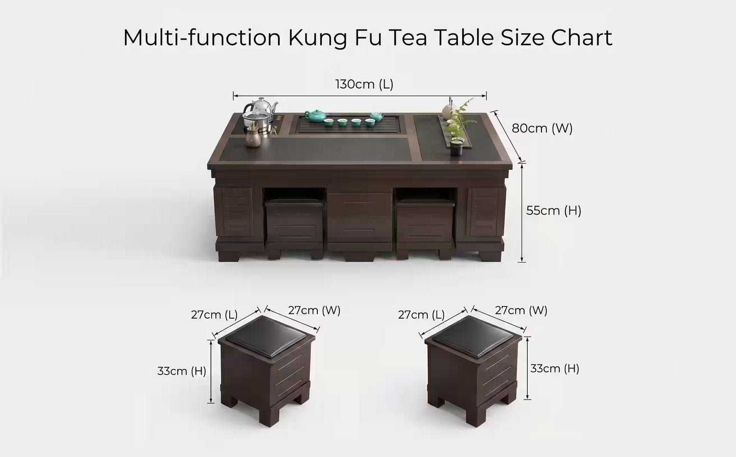 1.3m New Chinese Style Walnut Kung Fu Tea Table V1213-913