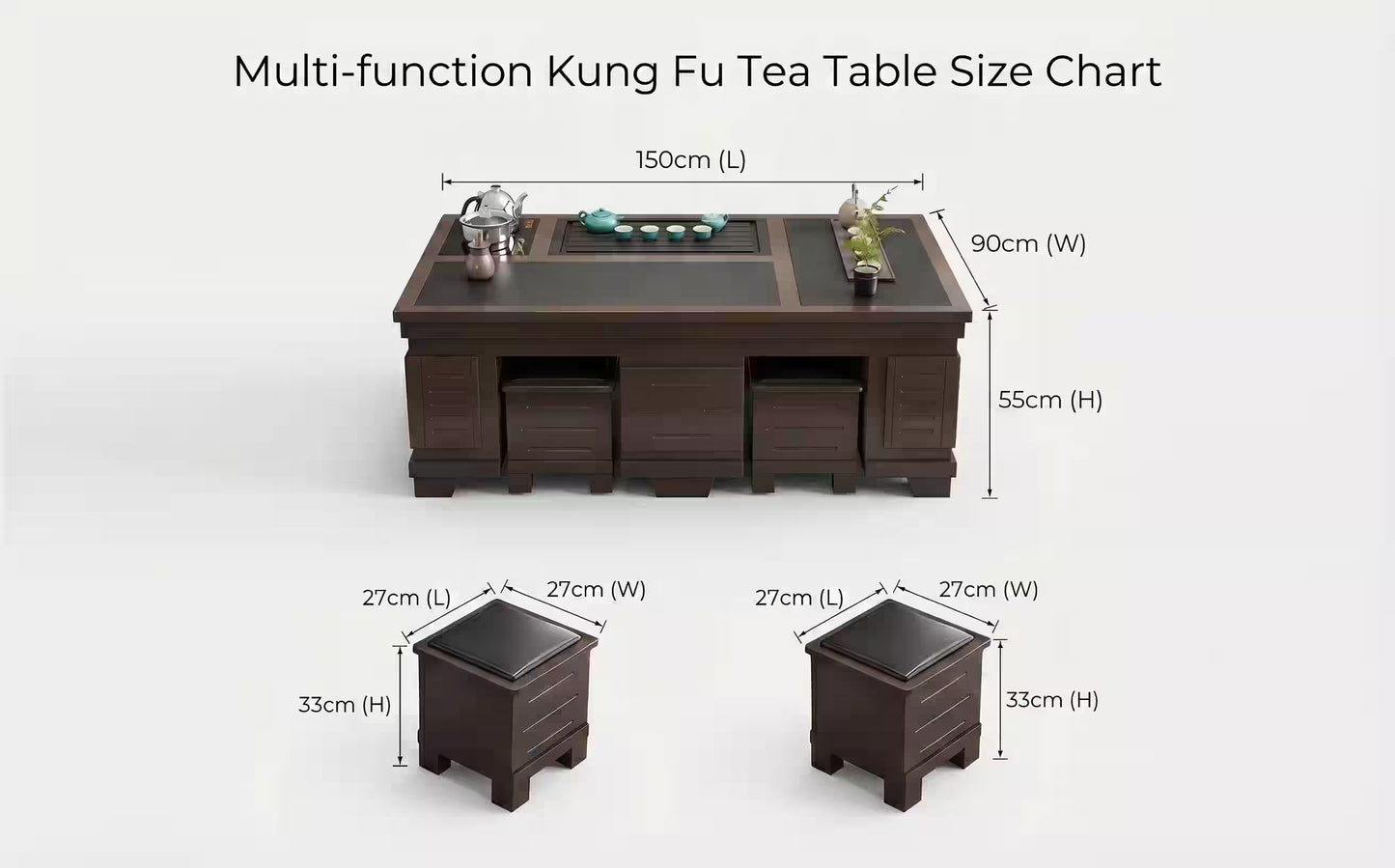 1.5m New Chinese Style Walnut Kung Fu Tea Table V1213-914