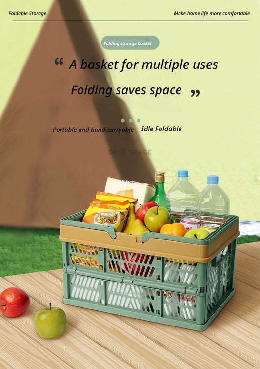 Folding picnic basket-Brown with Beige V1221-FOLDING-PICNIC-BASKET-BROWN-WITH-BEIGE