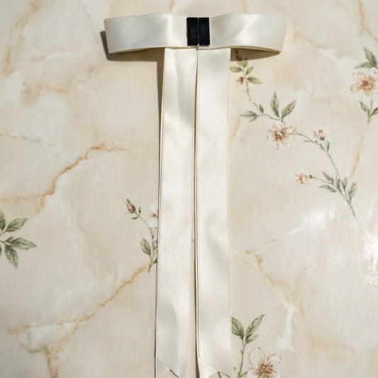 Magnetic Bow Hair Claw Clip Beige V1221-MAGNETIC-BOW-HAIR-CLAW-CLIP-OFF-WHITE