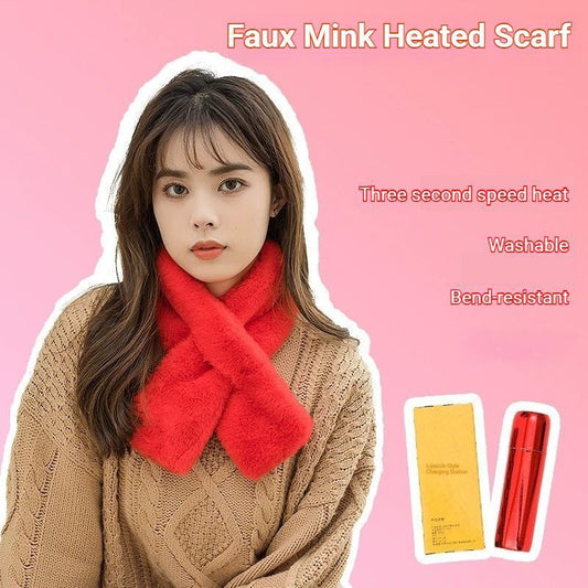 Winter Imitation Rabbit Fur USB Heated Scarf Beige V1221-WINTER-IMITATION-RABBIT-FUR-USB-HEATED-SCARF-BEIGE