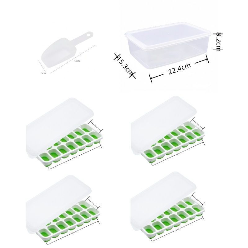 6Pcs 14-Grid Square Silicone Ice Cube Trays, Soft Bottom Ice Molds V1221-XM-ZBMJH-001