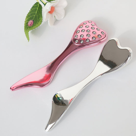 304 Stainless Steel Heart Shaped Roller Ball Massager: Face Lifting and Eye Soothing, Body Scraping and V1232-AXAMQ001