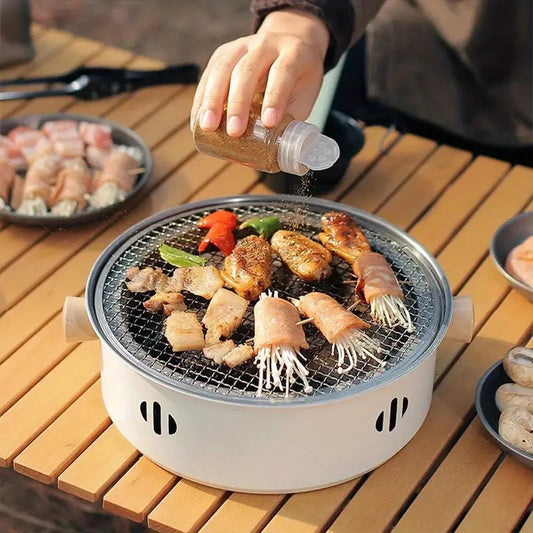 Portable mini tabletop barbecue grill, made of stainless steel, includes a grill mesh, designed for home use, V1232-BXSSKL001