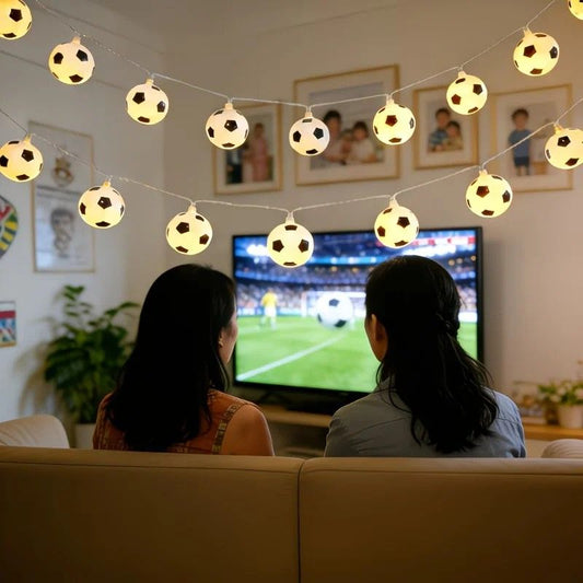 Football Shaped LED String Light, Warm Yellow Soft Glow, Cozy Decoration for Bedroom and Party. USB Powered, V1232-CD-ZQ3M-002