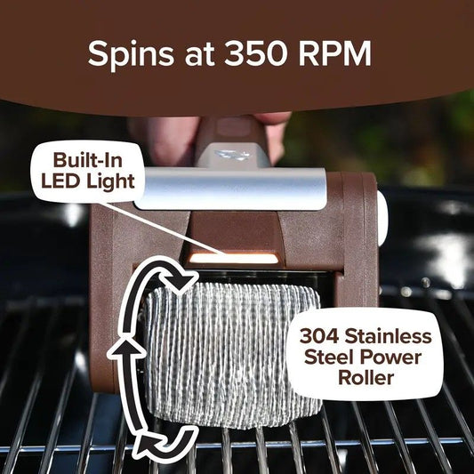 LED-lit electric barbecue brush, rechargeable rotating cleaning, instantly cleans the grill after backyard V1232-CDSSKS001