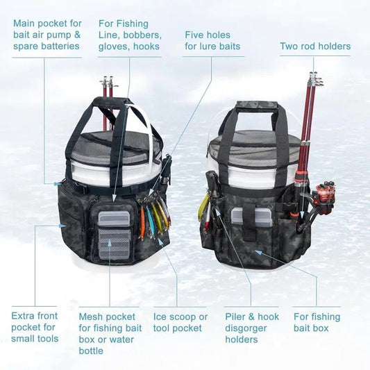 Multi-Functional Tactical Fishing Bucket Backpack, Waterproof Large Capacity, Built-in Livewell, All Gear V1232-DYT-SND-001