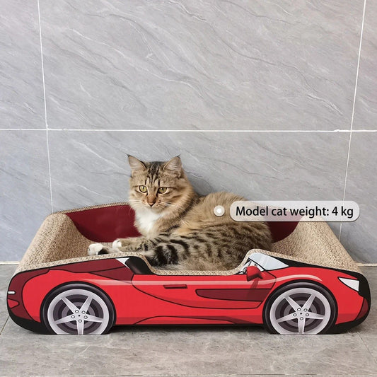 Bestselling Red Racing Car Cat Scratcher Bed | Corrugated Cardboard Durable Cat Bed + Scratcher 2-in-1, V1232-HCMZQ001