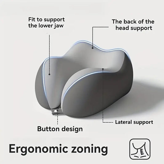beige Travel & Home Neck Pillow - Ergonomic, portable, perfect for sleep. Fits desks, cars, and long flights. V1232-HJZ001