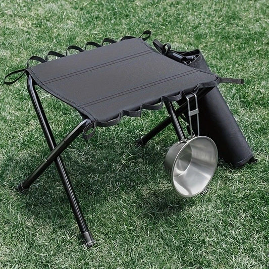 Folding Camping Stool with Hook 660g Lightweight Oxford Cloth Collapsible Seat for Fishing Picnic Hiking & V1232-HWZDD001