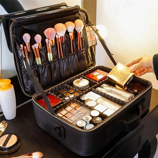 Professional Makeup Case: Flexible Zoning, Triple-tier Capacity, Your Hassle-free Travel Storage Partner. V1232-HZSNBSG001