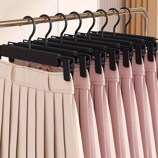 10pcs Super Anti-Slip Pants Hangers with Clips, Thickened Plastic Dual-Use Skirt/Pants Hangers, Seamless V1232-KJ10PCS001