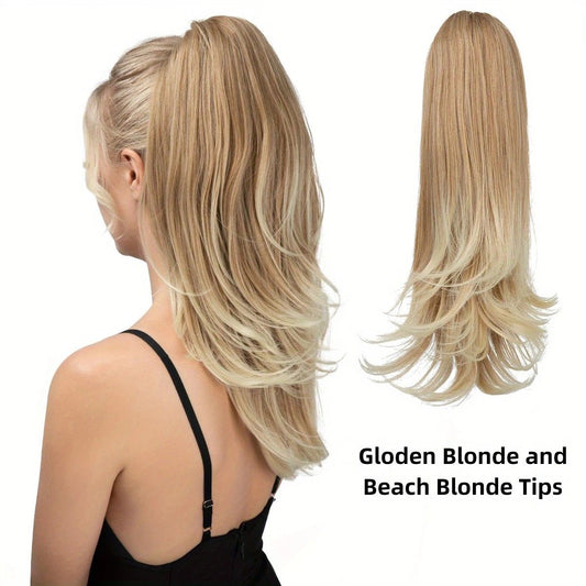 Clip-on Ponytail Hairpiece - Dual-use design, rotate 180 degrees to switch between styles. Made of synthetic V1232-LYZJJF003