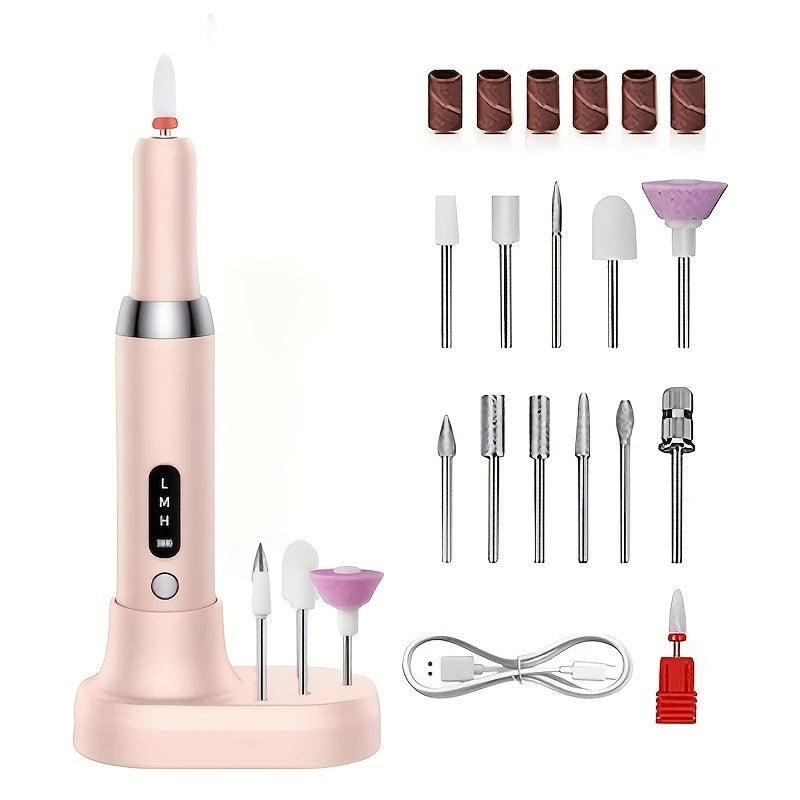 White Wireless Charging Nail Drill, 3-Speed Adjustable, Professional-Level Care in One Tool V1232-MJDMJ002