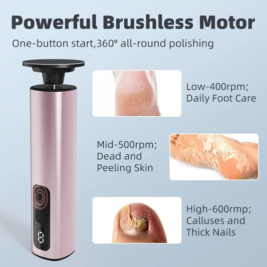Grey Electric Foot File: 3-Speed Adjustable Nano-Level Filing, Type-C Fast Charge, Long Battery Life, V1232-MQJ001