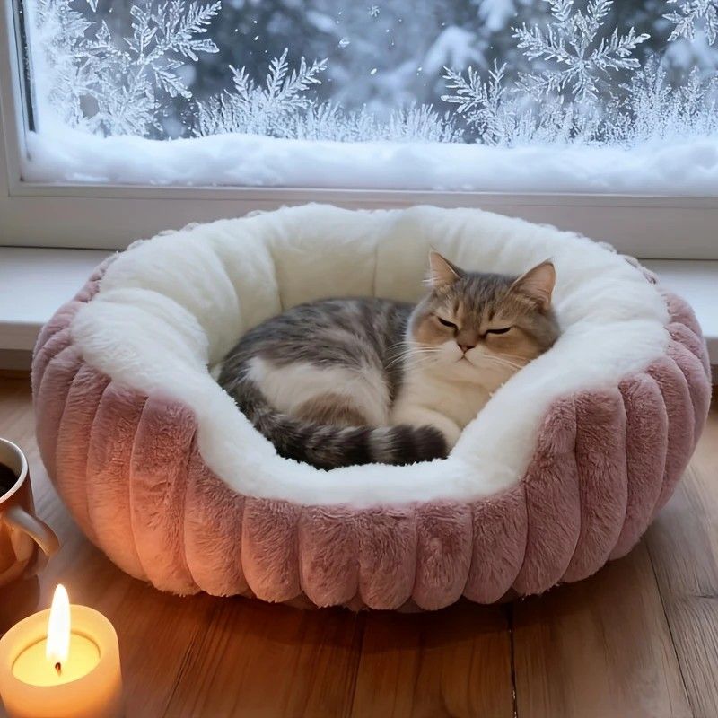 Pet owners are searching: Winter thick rabbit fur pet bed, ultimate cold-proof warmth solution(pink No. M) V1232-MW001