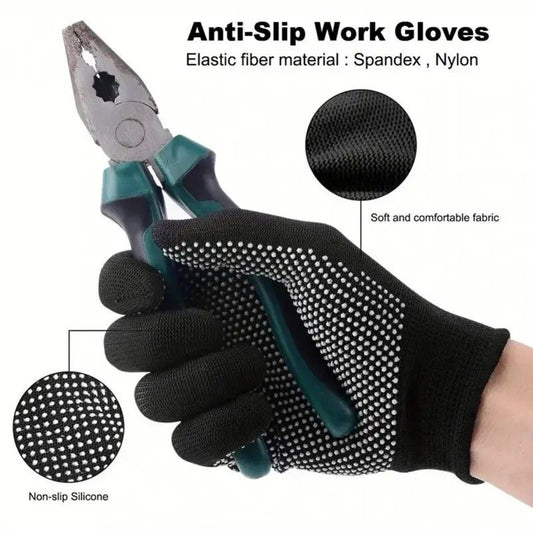 10 pairs Nylon Dot Grip Work Gloves - 13-Gauge PVC Dots Safety Gloves for Construction, Electrical & V1232-NLDZST002