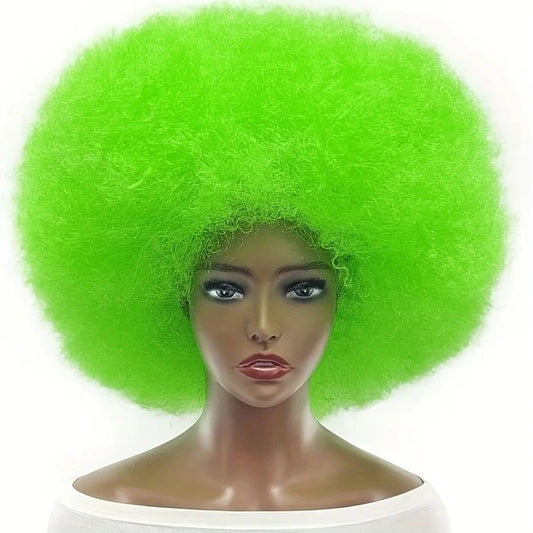 70s Fun Big Elastic Fluffy Afro Wig - High-quality Synthetic Short Curly Twisted Braid Wig for Cosplay and V1232-QMJF004