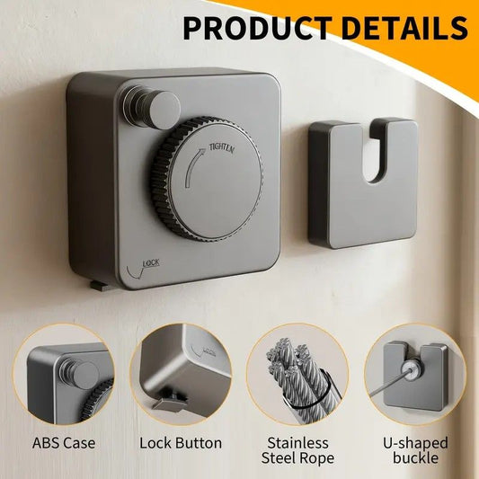 Retractable Invisible Clothesline | Freely Extends to 4.2 Meters, Holds Up to 40 Pounds, Suitable for Balcony V1232-SSLYS002