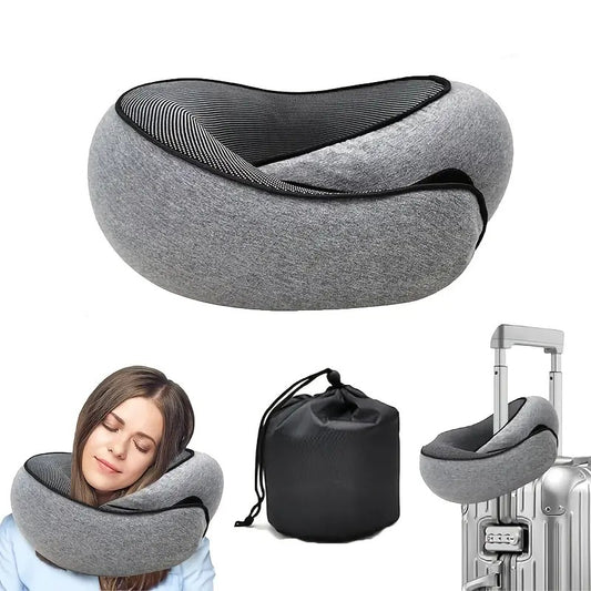 black Snail Airplane Neck Pillow - Travel pillow with soft supportive design, ideal for sleep, cars, trains, V1232-WNJZ003