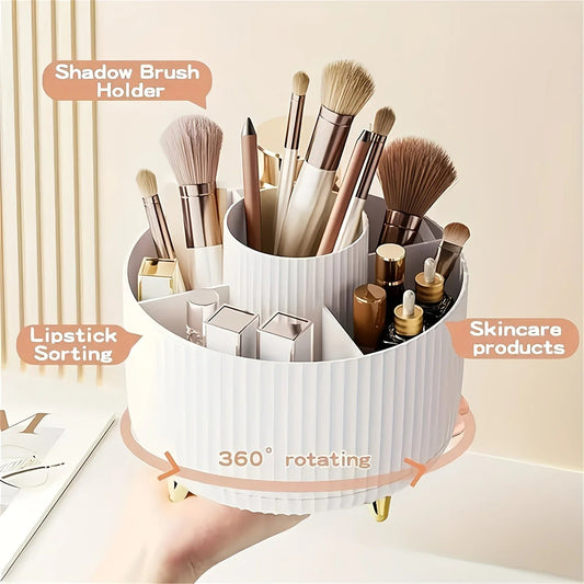 Black 360-Degree Rotating Cosmetic Organizer - 1 Plastic Makeup Storage Box with 5 Compartments - V1232-XZHZSNH001