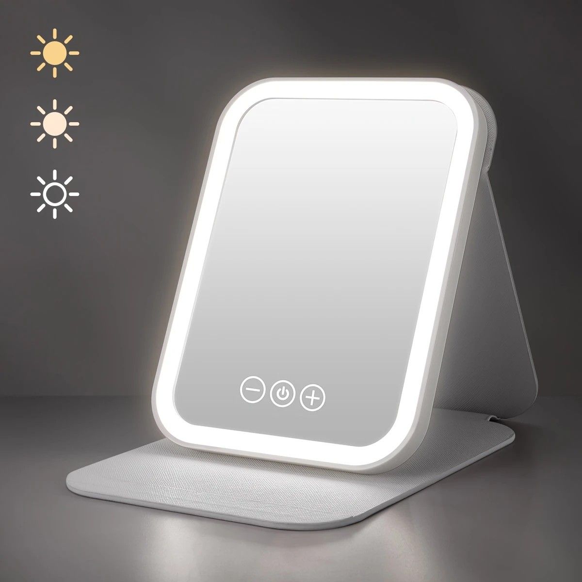 LED Makeup Mirror with Lights, 3 Color Modes Touch Control, Rechargeable Travel Vanity Mirror(BLACK) V1232-ZDHZJ003