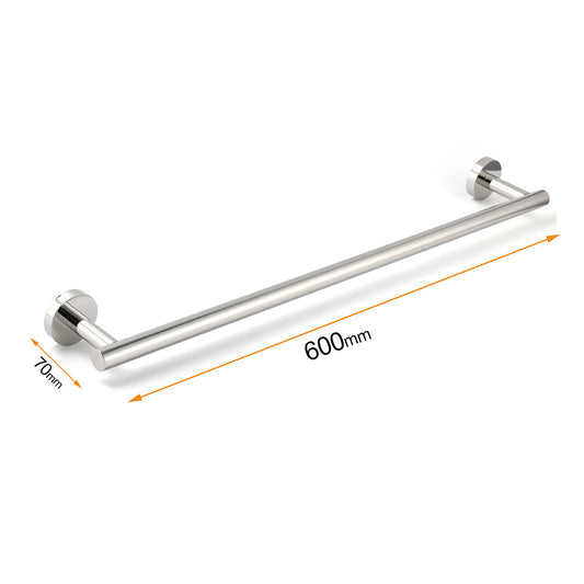 Polished Chrome 600mm Single Towel Rack Rail Holder Stainless Steel Hanger Bar V1233-6900260CR