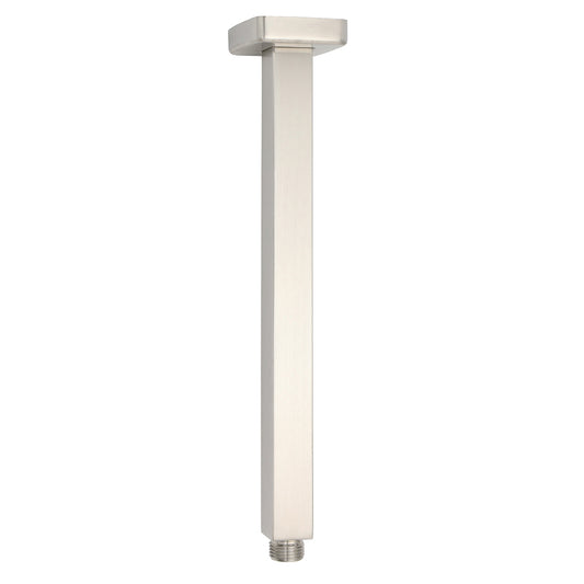 Brushed Nickel Square 12" Rain Shower Head 300mm Brass Ceiling Dropper Arm Set V1233-A502300NKSS112N