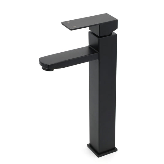 Matt Black Tall Square Basin Mixer Vanity Laundry Counter Sink Faucet Tap Outlet V1233-KSQ102B