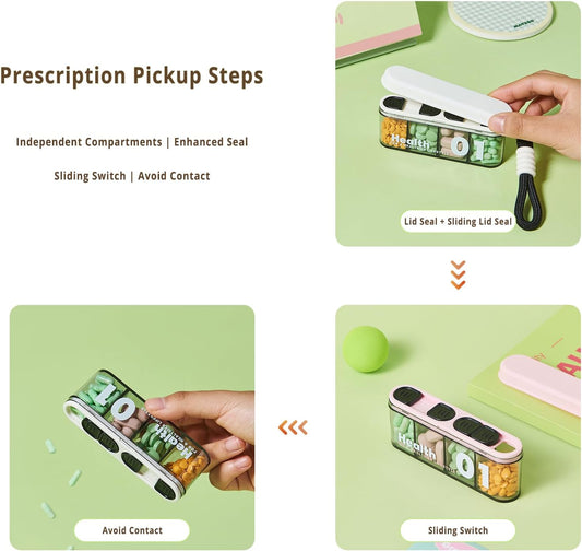 Medicine Box - Four-Compartment Pill Box - Compact and Portable Travel Pill Box - Only 11.5cm, Perfect for V1237-NKKS00038