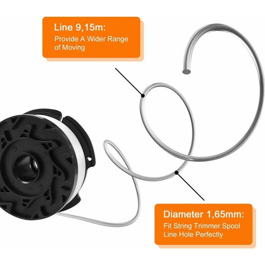 Trimmer Line Spool Pack with 1 Spool Cover and 1 Spring, Trimmer Line Spool for Black and Decker Trimmers V1237-ZY-203-0461