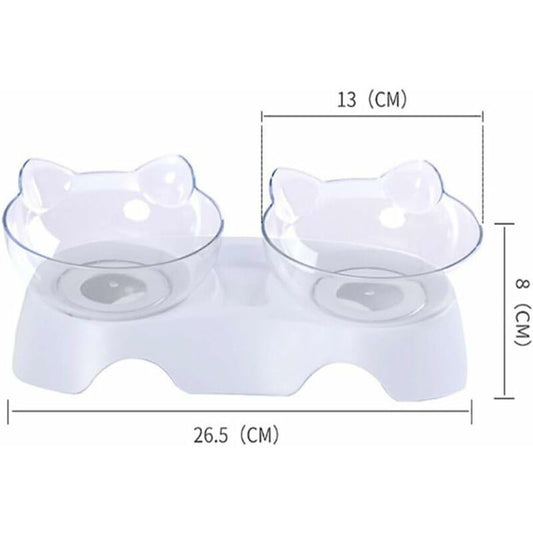 Double Cat Bowls, Orthopedic Pet Bowl Anti-vomiting, Cat Food Bowl Water Bowl Dog Bowl, Angled Cat Bowl V1237-ZY-203-0475