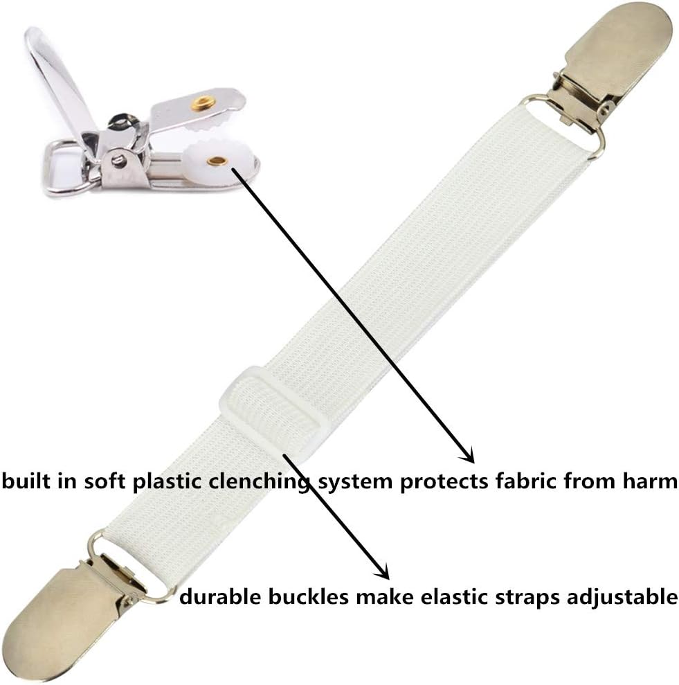 Sheet Clips Buckles Sheet Holder Mattress Clips, 4 pcs Adjustable Elastic Sheet Fasteners Buckles Holders V1237-ZY-203-1196