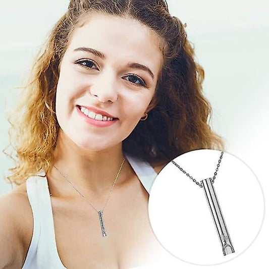 2pcs Breathing Necklace, Anxiety Necklace for Women, Stress Relief Mindful Breathing Necklace Stainless Steel V1237-ZY-203-1415