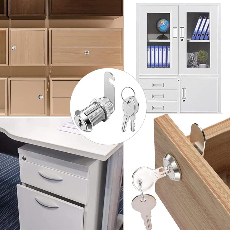 16mm Cylinder Security Lock for Mailbox with 5 Different Lock Plates and 2 Keys, Cabinet Lock, Cupboard, V1237-ZY-203-1829