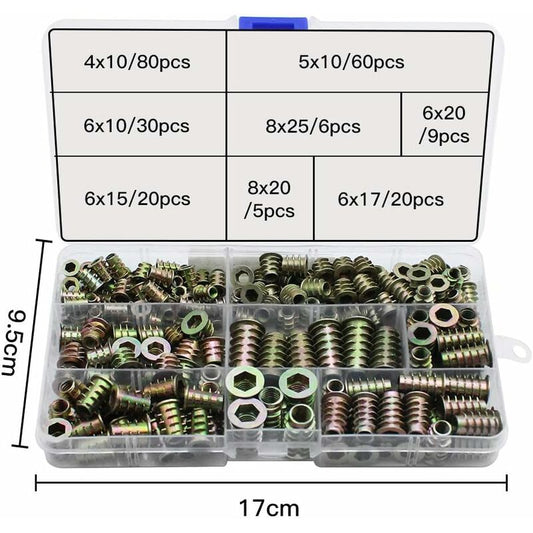 230 Pieces Zinc Alloy Hexagonal Threaded Insert Nuts, Threaded Insert Nuts, External Thread Nuts M4 M5 M6 M8 V1237-ZY-203-2140