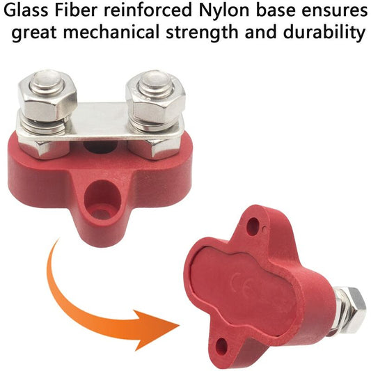 Busbar Terminal Block Battery Power Ground Terminal Block M8 Dual Pins 5/16"" Heavy Duty Terminals for Boat, V1237-ZY-203-2222