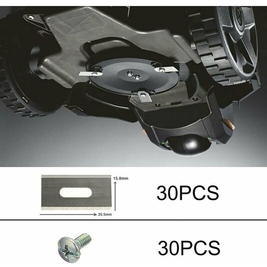 Pack of 30 lawn mower blades for Husqvarna with double ground stainless steel blades 36.518.50.65mm..DEBUNS V1237-ZY-203-2270