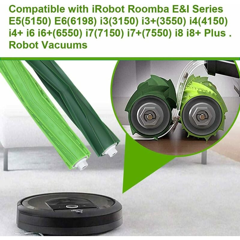 Package Multi-Surface Rubber Brushes Vacuum Cleaner Accessories for iRobot Roomba E5 E6 i7 i7 plus i8 i8+ i6 V1237-ZY-203-2864
