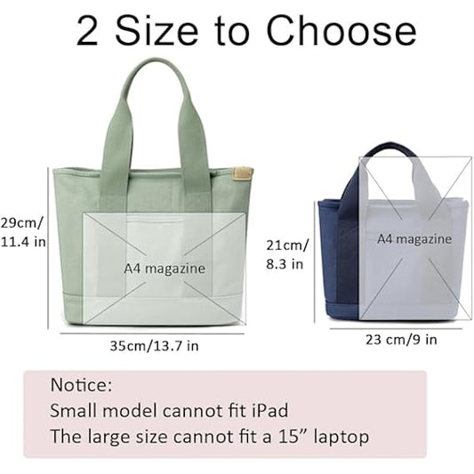 Handmade Canvas Bag with Compartments and Zipper, Versatile Shoulder Bag for Women, College, School, Work, V1237-ZY-203-2873