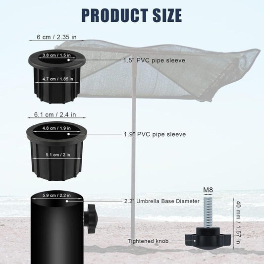 6-piece balcony parasol accessory set - 4 umbrella hole rings and 2 hand screws, black - Compatible with V1237-ZY-203-2881