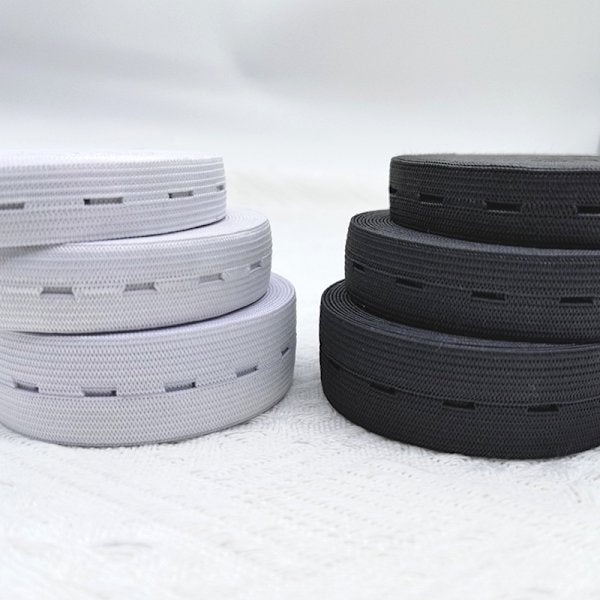Elastic buttonhole tape, practical and versatile black elastic band, width: 2.5 cm Width: 2.5cm-yux Width: V1237-ZY-203-2892