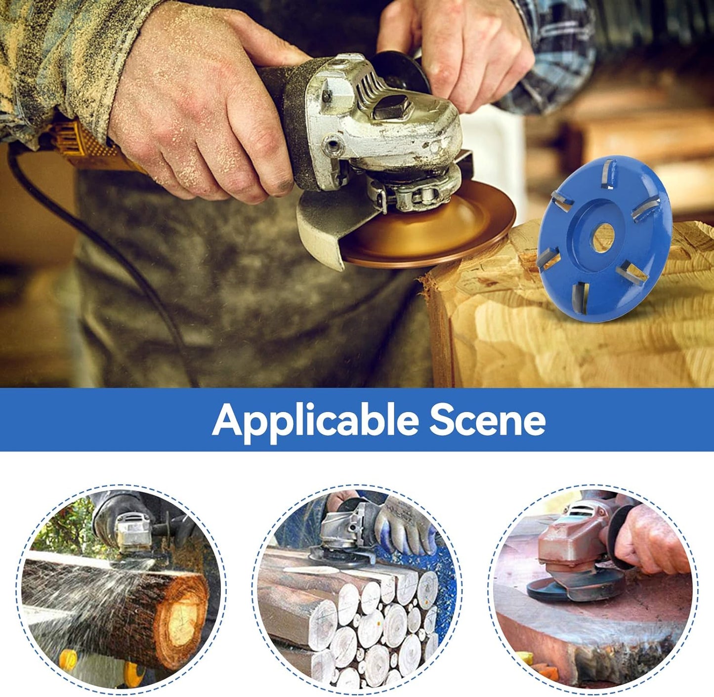 Wood router, wood milling, stump grinder angle grinder wood router 6 teeth chainsaw V1237-ZY-203-2948